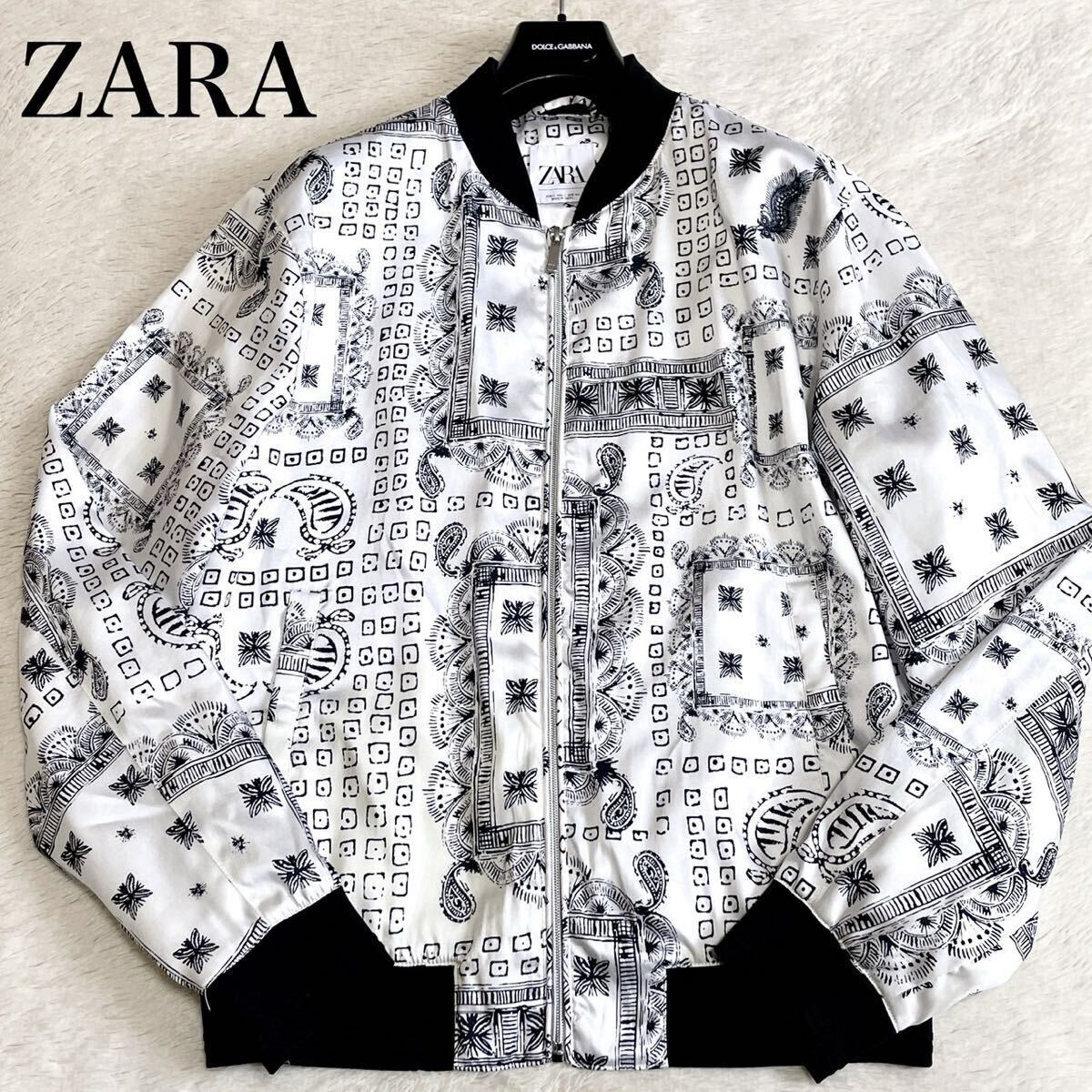 極 ZARA ザラ ペイズリー柄 薄手 ボンバージャケット MA-1 ブルゾン 