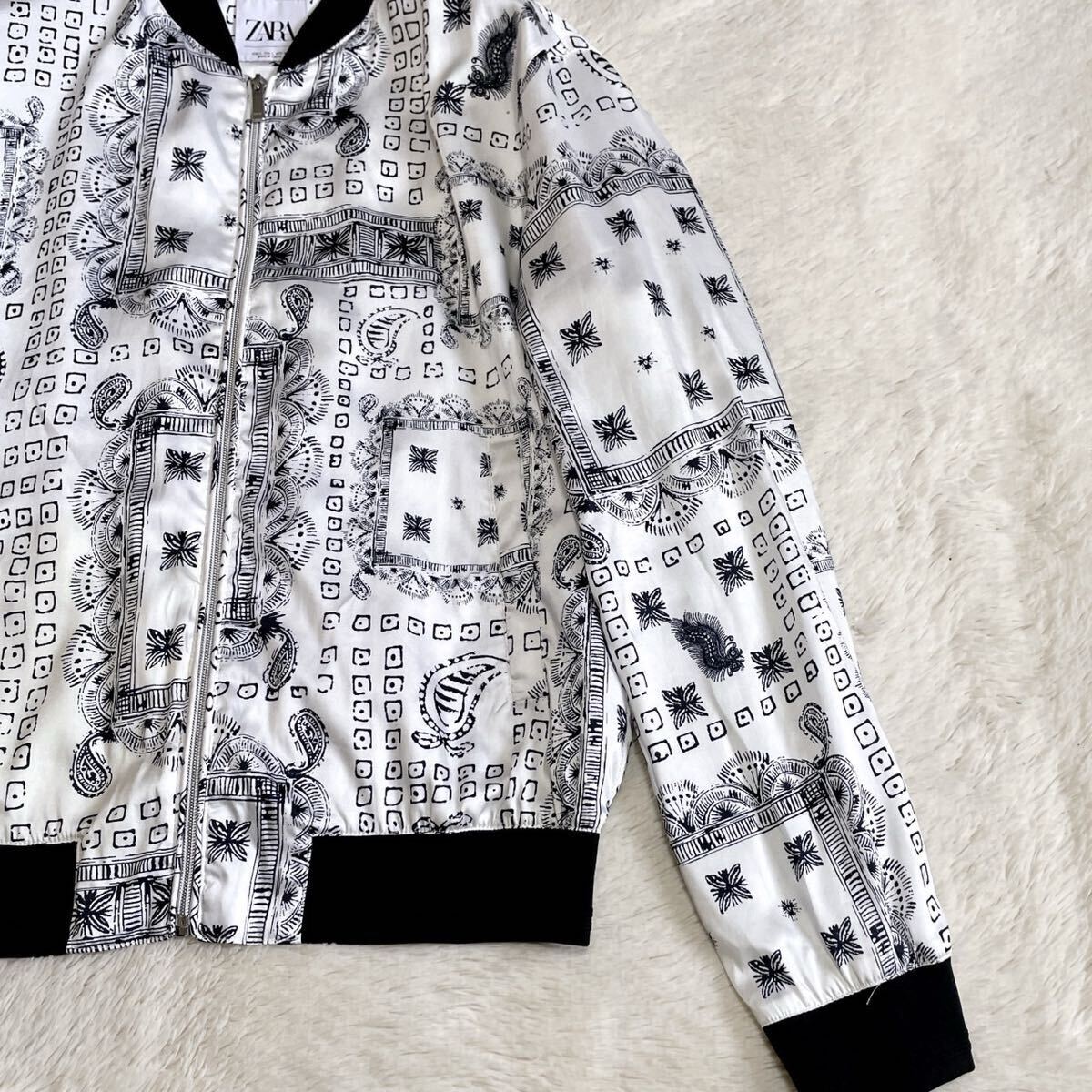 極 ZARA ザラ ペイズリー柄 薄手 ボンバージャケット MA-1 ブルゾン 