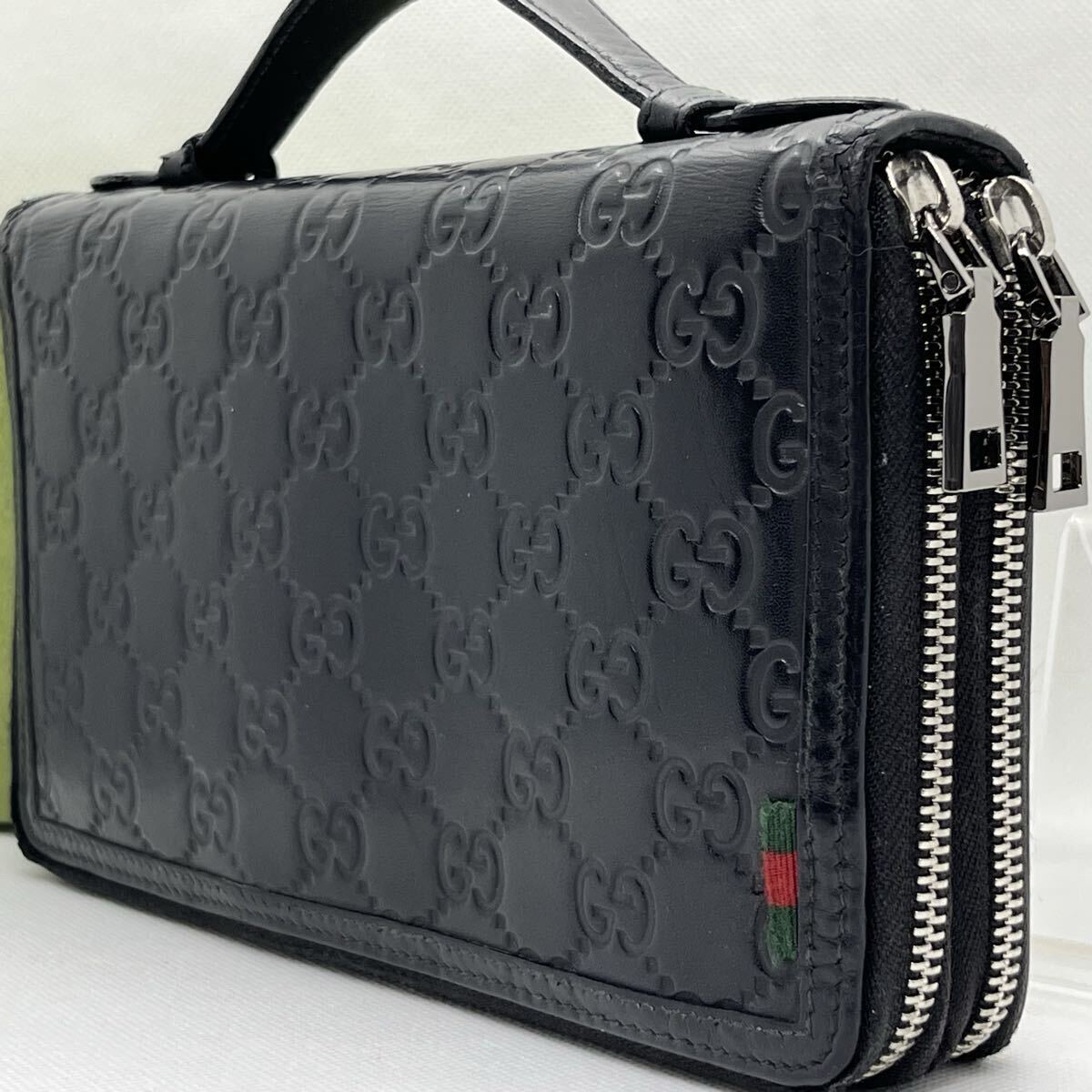 □美品□ GUCCI グッチ 長財布 メンズ ビジネス ラウンドファスナー