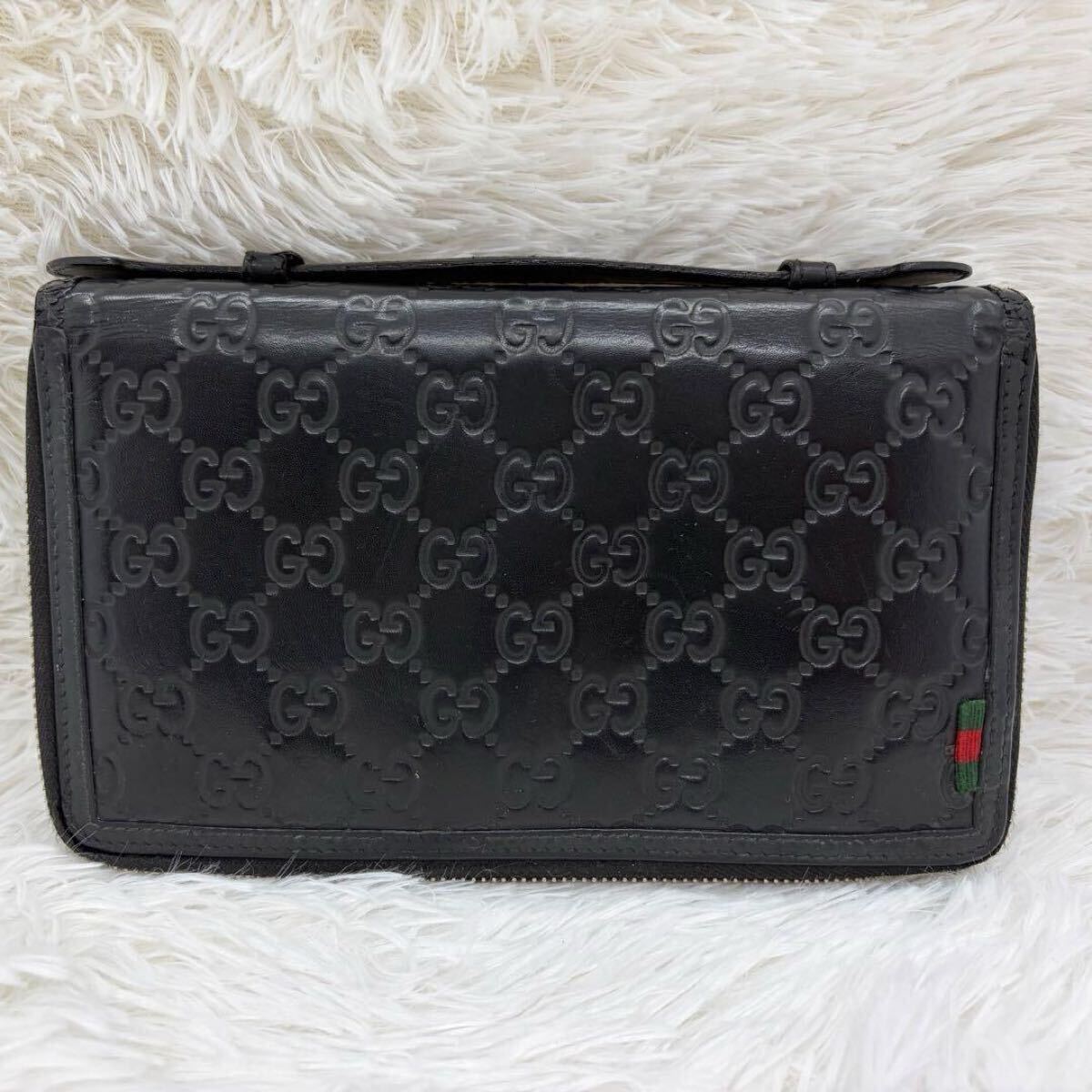 □美品□ GUCCI グッチ 長財布 メンズ ビジネス ラウンドファスナー