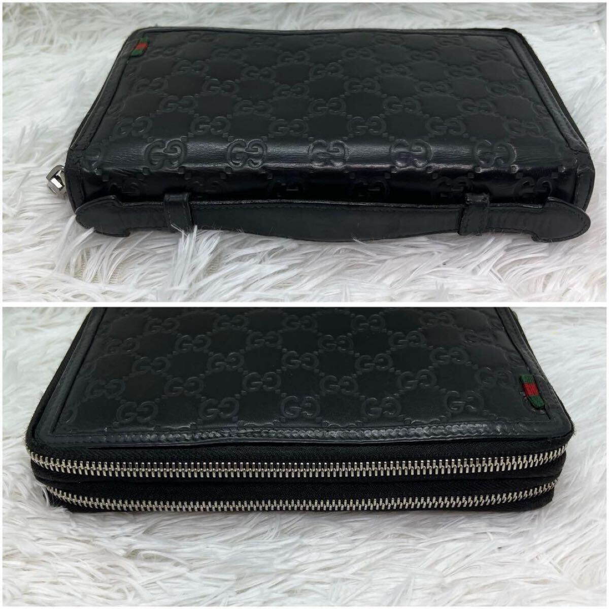 □美品□ GUCCI グッチ 長財布 メンズ ビジネス ラウンドファスナー