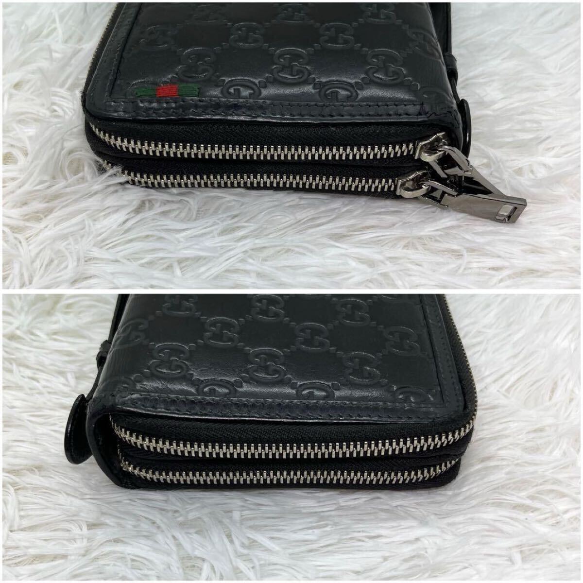 □美品□ GUCCI グッチ 長財布 メンズ ビジネス ラウンドファスナー