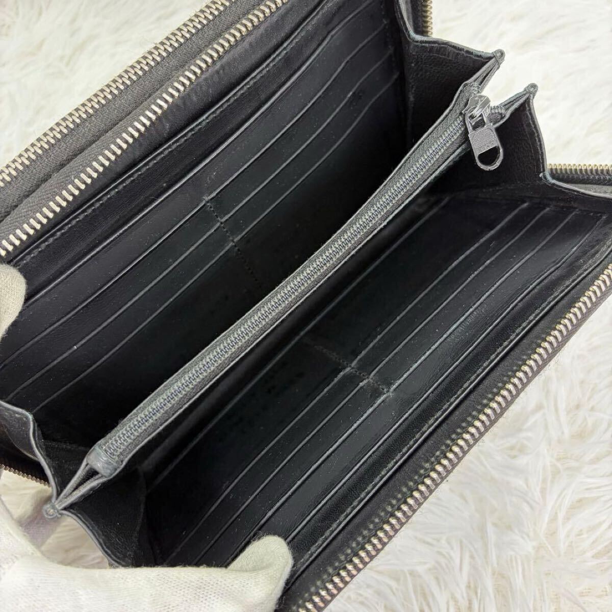 □美品□ GUCCI グッチ 長財布 メンズ ビジネス ラウンドファスナー