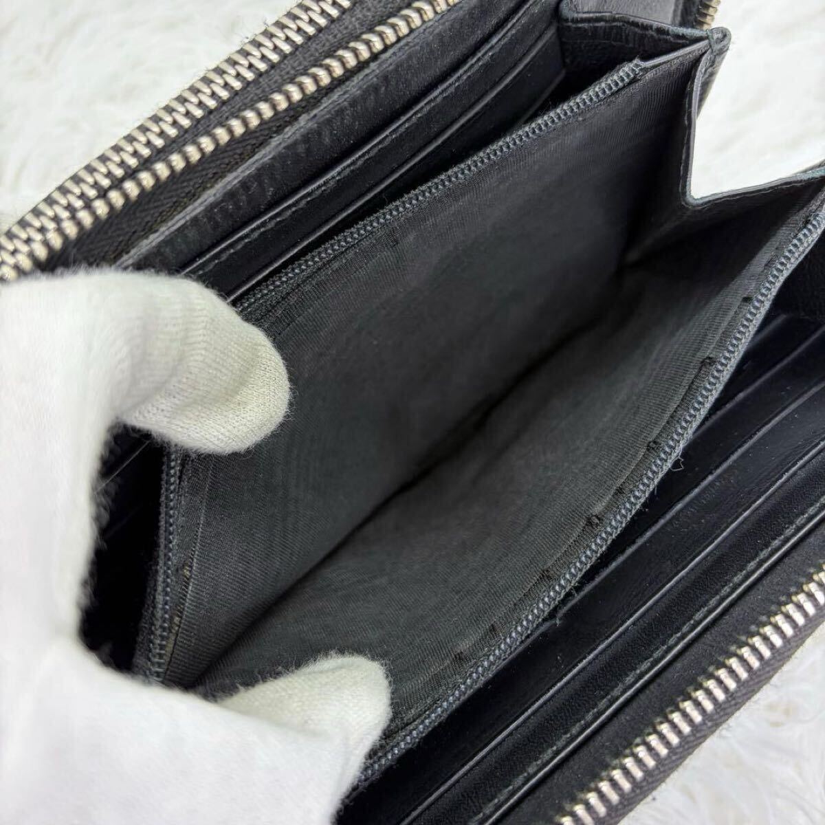 □美品□ GUCCI グッチ 長財布 メンズ ビジネス ラウンドファスナー