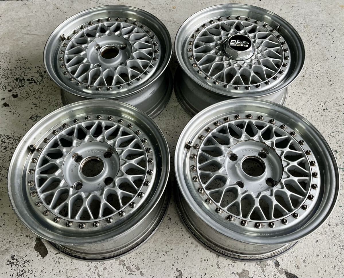 希少 BBS RS041 15インチ 6.5J +36 PCD114 4H 4本 鍛造 2ピース 当時物