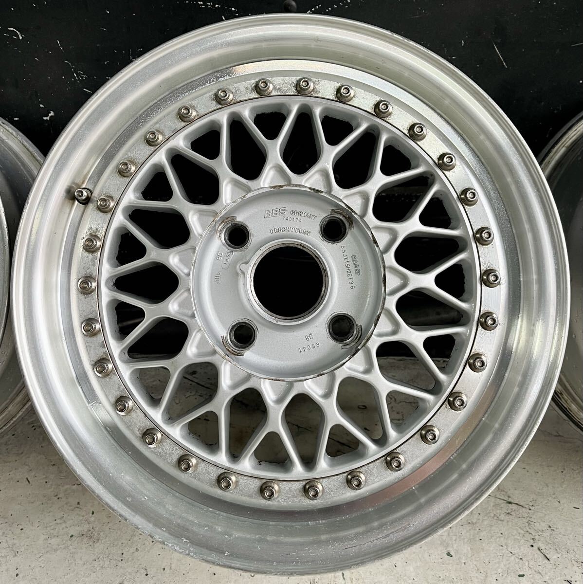 希少 BBS RS041 15インチ 6.5J +36 PCD114 4H 4本 鍛造 2ピース 当時物