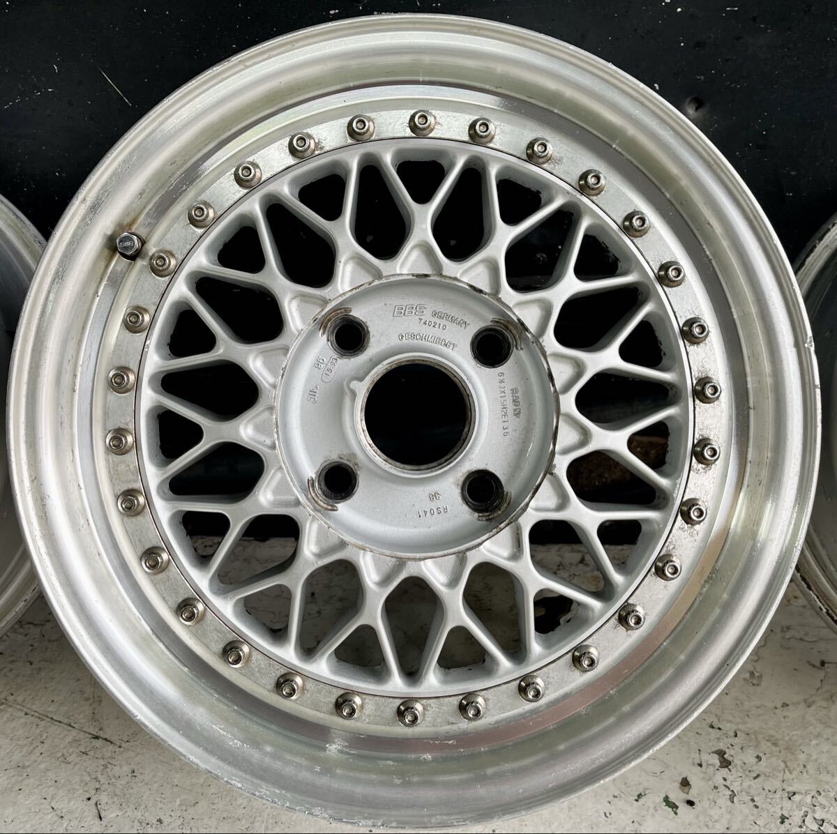 希少 BBS RS041 15インチ 6.5J +36 PCD114 4H 4本 鍛造 2ピース 当時物