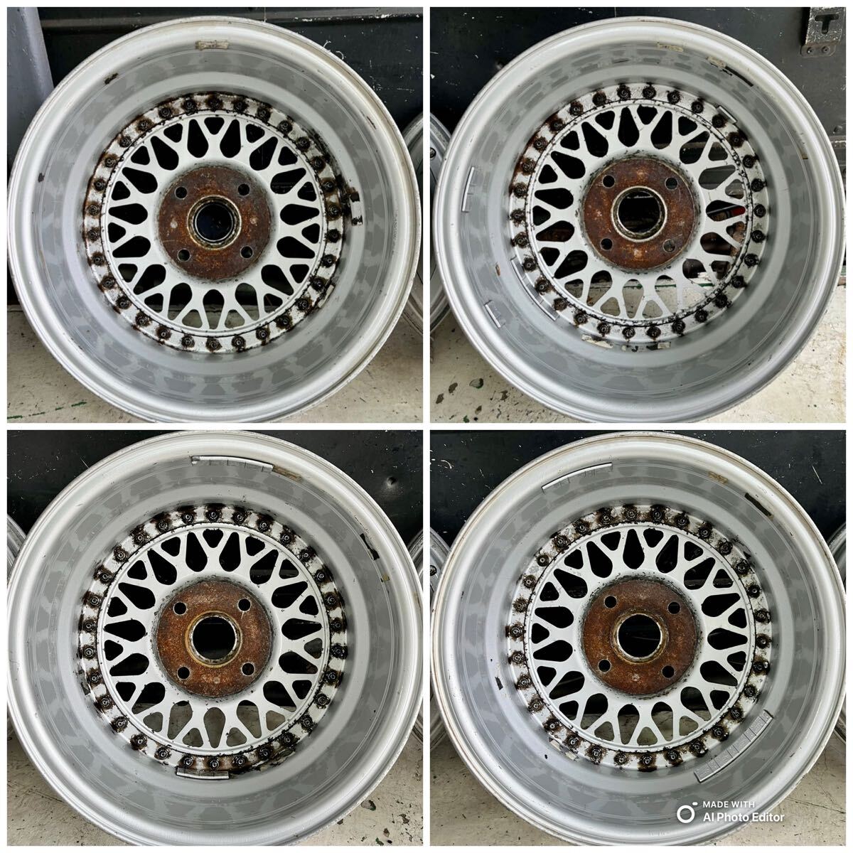 希少 BBS RS041 15インチ 6.5J +36 PCD114 4H 4本 鍛造 2ピース 当時物