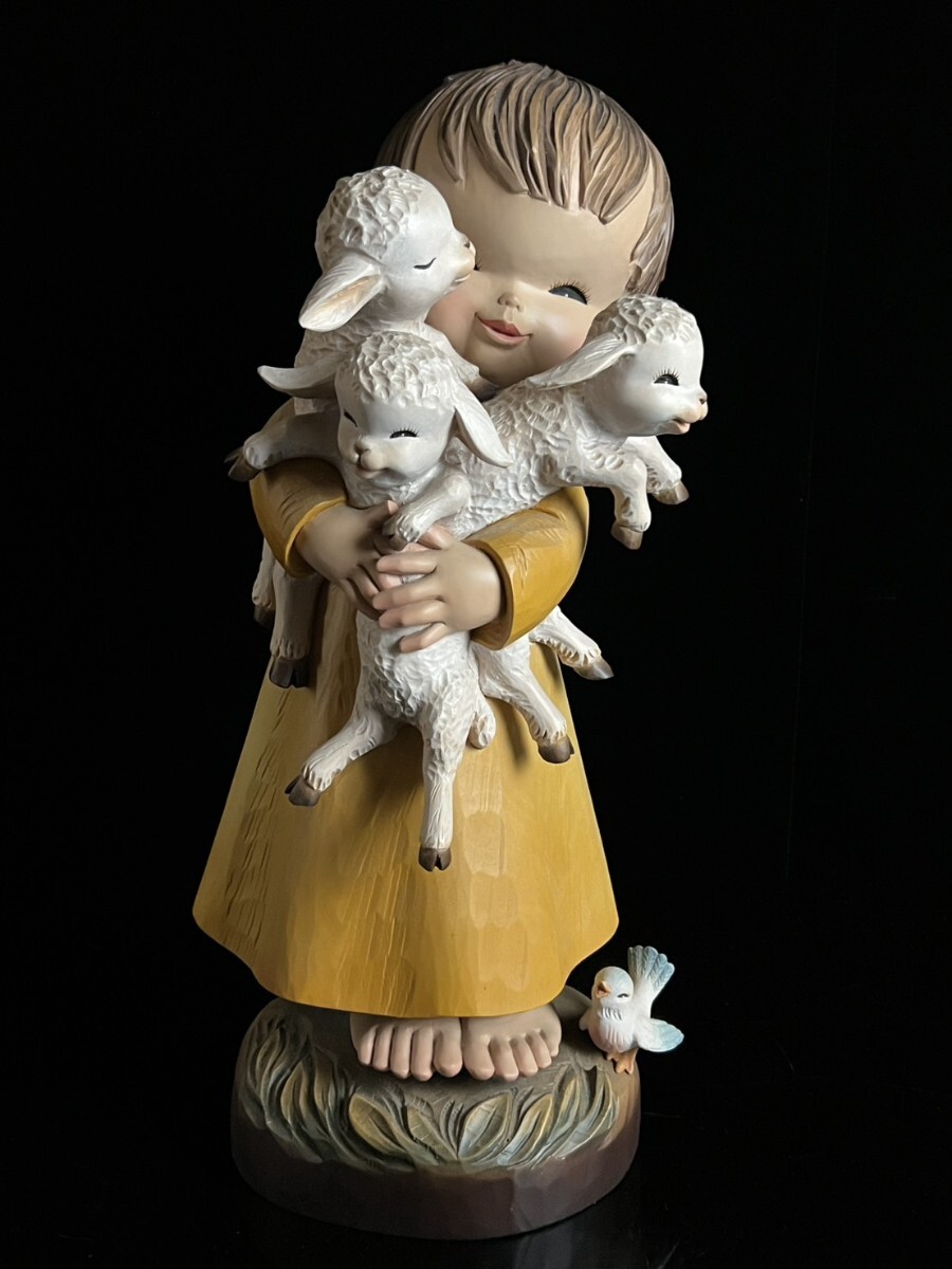 アンリ木彫り人形 Juan Ferrandiz作 高さ51cm 特大51cm ANRI アンリ 木彫り人形 Juan Ferrandiz作「春の訪れ」羊を
