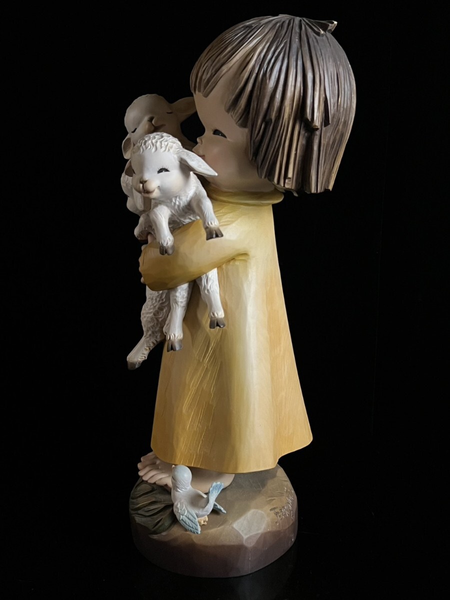アンリ木彫り人形 Juan Ferrandiz作 高さ51cm 特大51cm ANRI アンリ 木彫り人形 Juan Ferrandiz作「春の訪れ」羊を