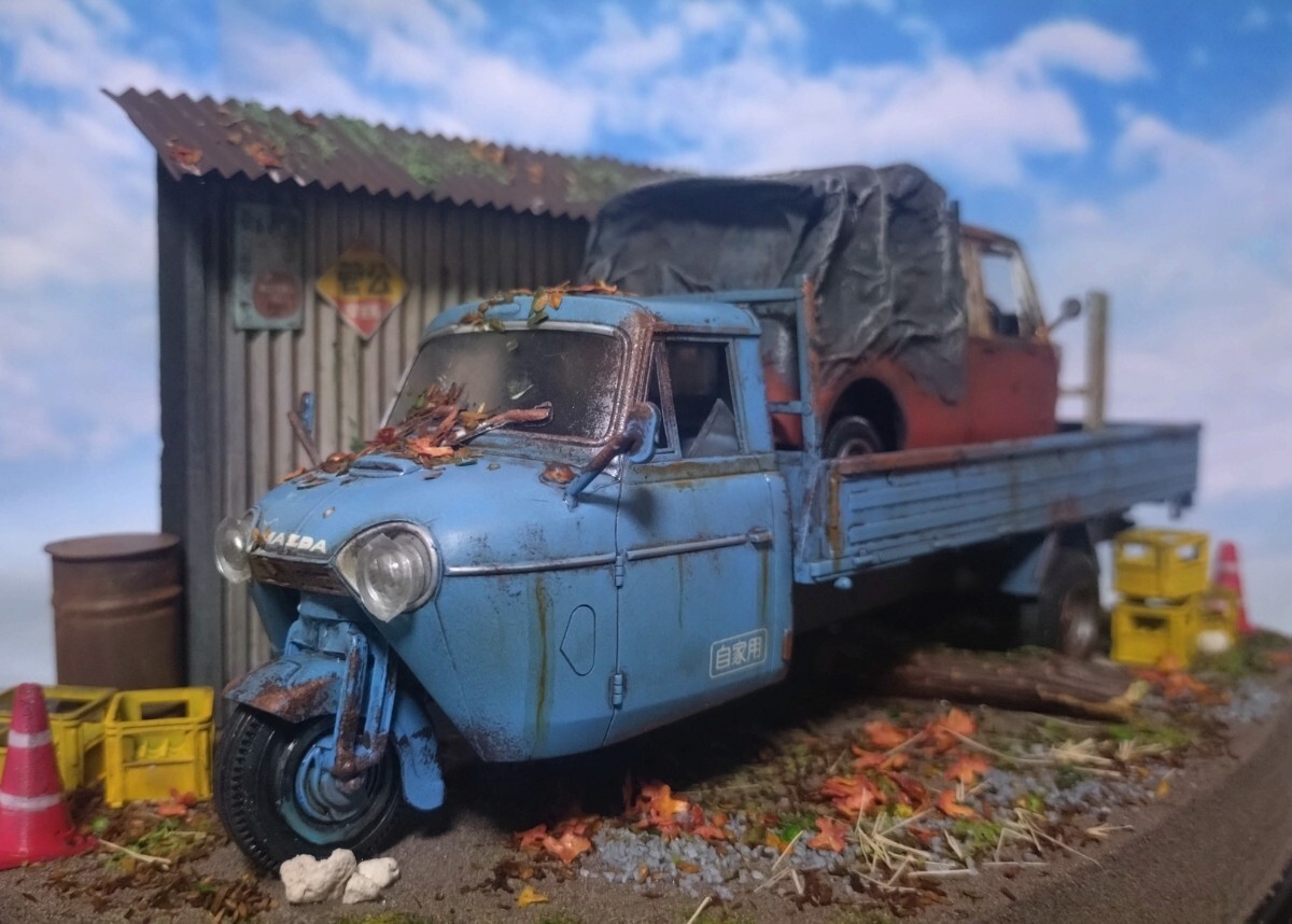 1/32 マツダT2000 マツダK360昭和の風景 草ヒロ 旧車 自作情景