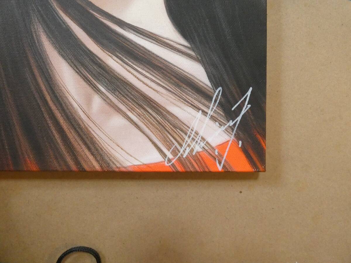 ▽【模写】 絵画 油彩 人物 鶴田一郎「美人画 」〇 サインあり 額縁