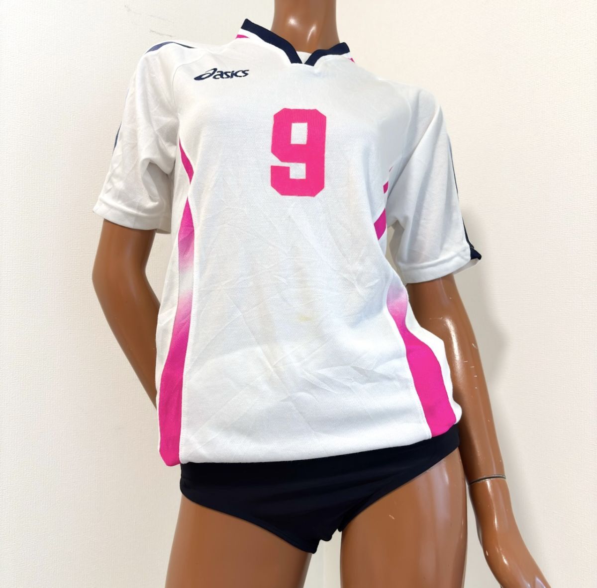 37アシックス女子バレーボールユニフォームトップスL+ブルマL程度