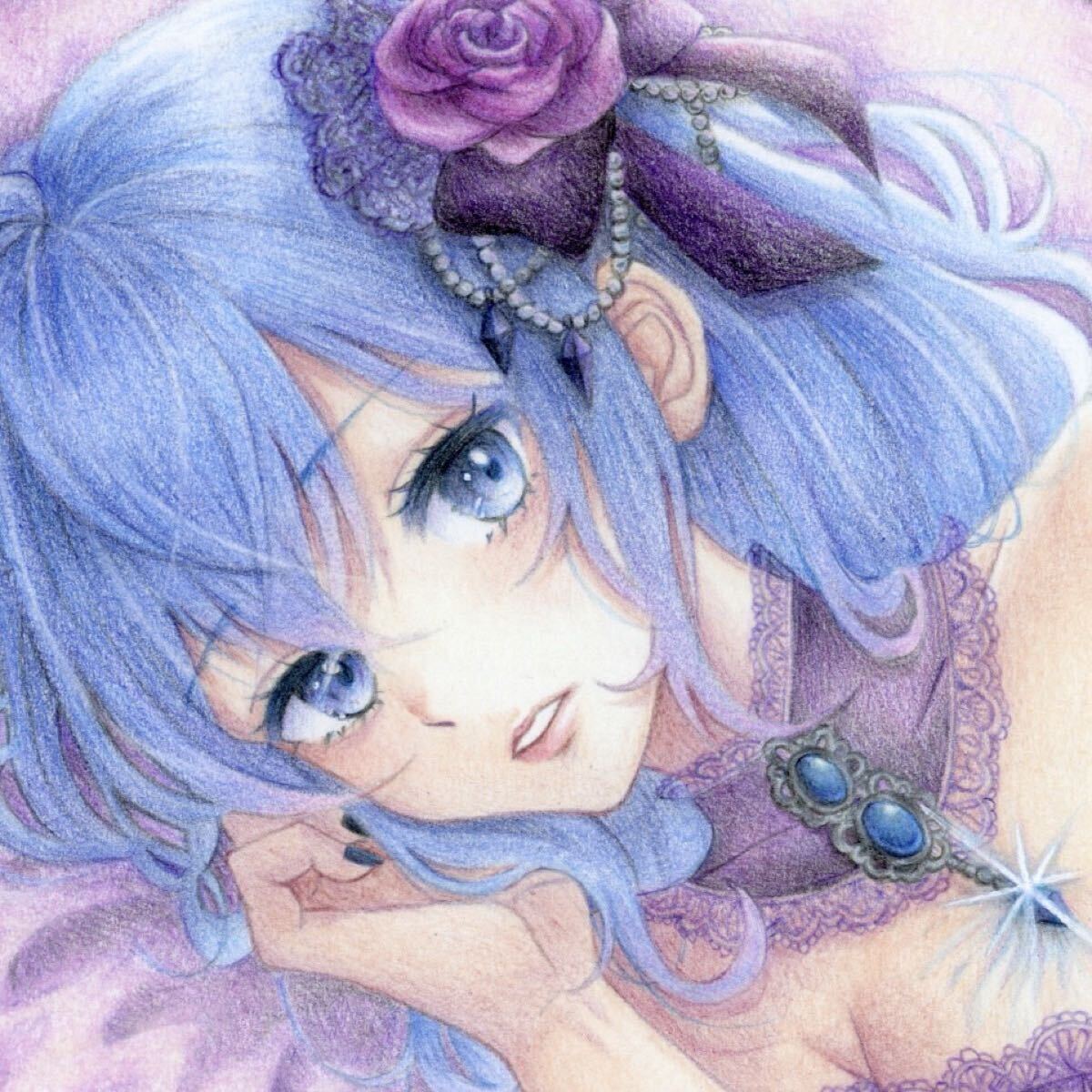 一点物「無題 5」A4 手描きイラスト オリジナルアート 幻想画 色鉛筆画 絵画 原画】A4 油性色鉛筆 色鉛筆画 手描きイラスト 色鉛筆イラスト