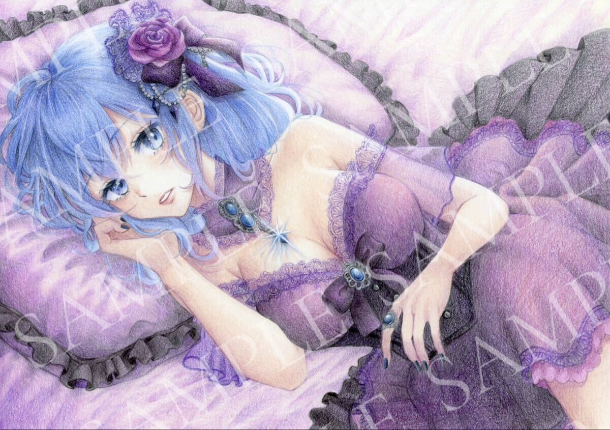 原画】A4 油性色鉛筆 色鉛筆画 手描きイラスト 色鉛筆イラスト