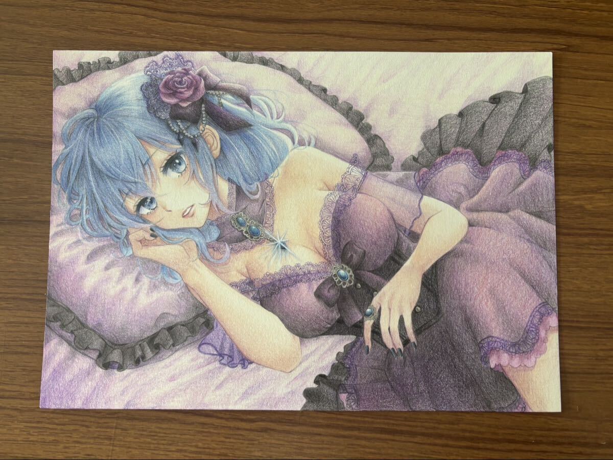 原画】A4 油性色鉛筆 色鉛筆画 手描きイラスト 色鉛筆イラスト