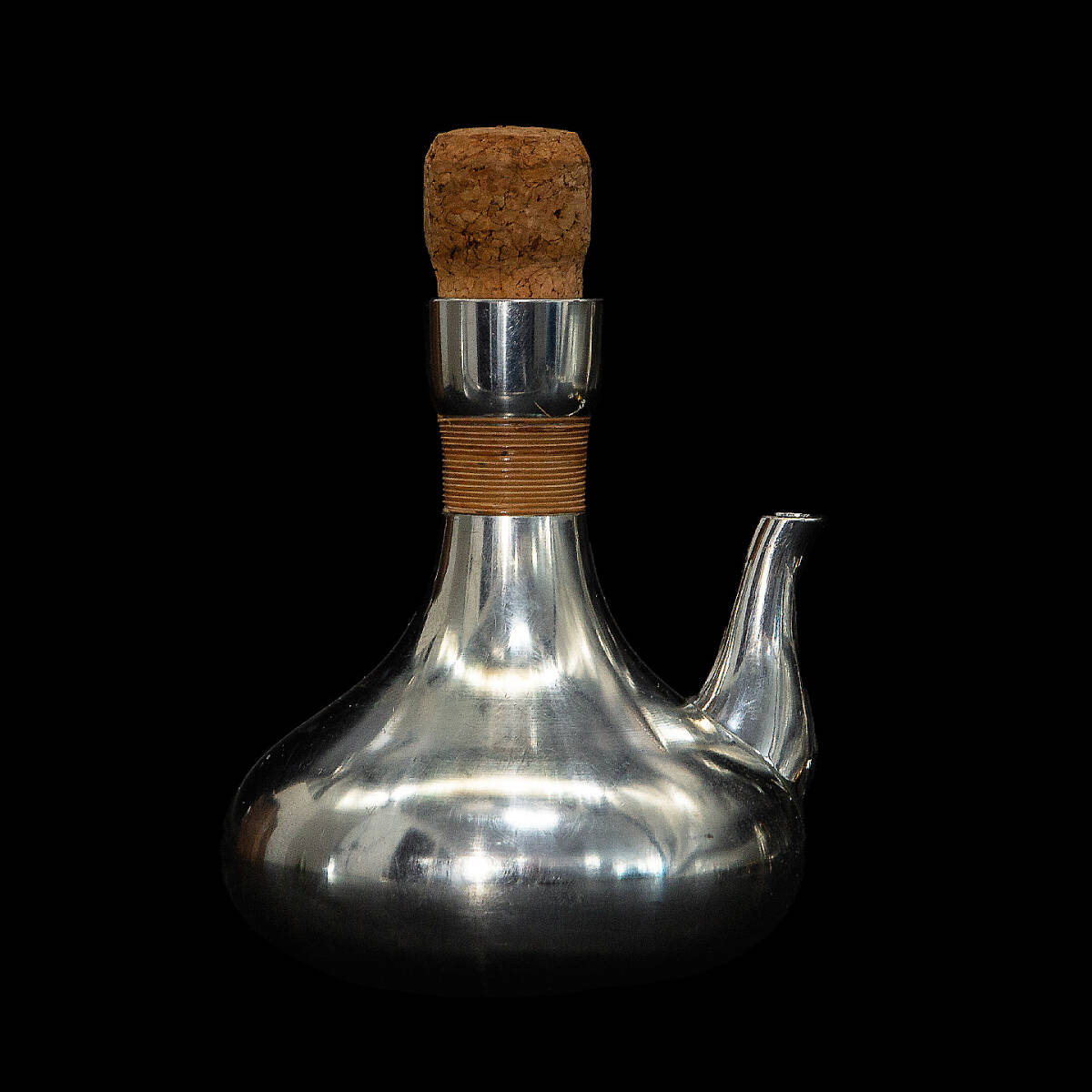 京都⑥◇ 錫半 錫製 朱雀徳利 盃 24KGP 金杯 チロリ ( 酒燗器 ) 浪華