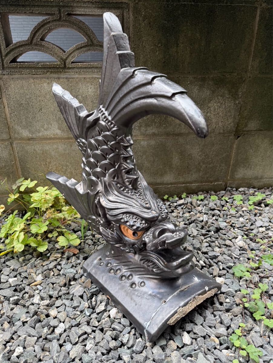 鯱鉾 瓦 高さ約60cm 縁起物 庭飾り ガーデニング 鬼瓦 置物 オブジェ