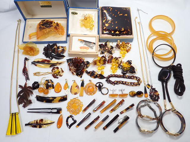 美品】本べっ甲 白甲 ネックレス＆ブローチ 3点 計4点セット 伝統工芸 