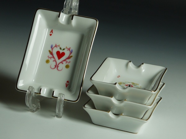 □HERMES□エルメス ミニアッシュトレイ灰皿 フィッシュ柄 4客セット