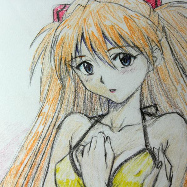 K8 いづるみ アスカ エヴァンゲリオン 直筆イラストサイン色紙(サイン