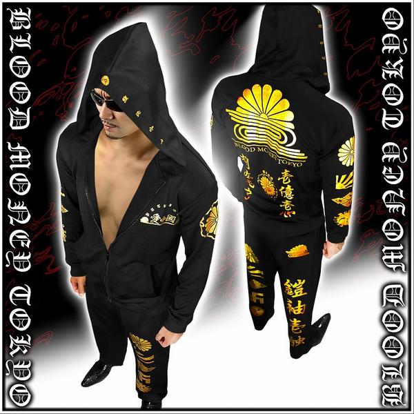 送料無料!オラオラ悪羅悪羅系セットアップジャージ/12032黒-XL