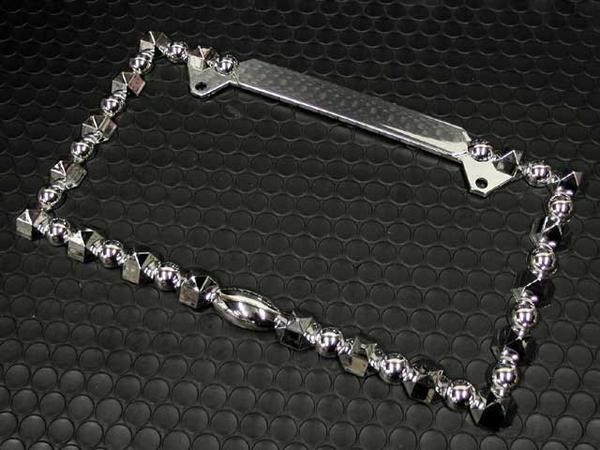 クロームメッキ チェーン ABS ナンバーフレーム 2枚セット(ナンバー