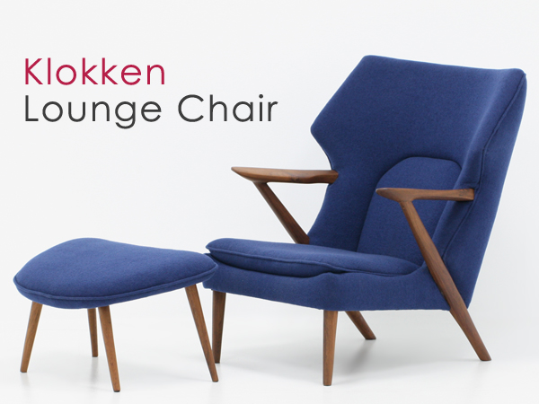 北欧デザイン家具 クロッケン チーク材 一人掛けソファ 紺色