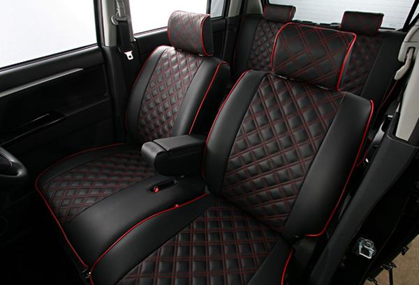 ◇即納 ミライースG/Gfシートカバーキルティング黒×赤