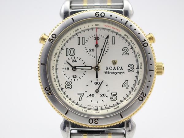 SCAPA セイコー製 メンズクロノグラフ Y189-7A20【質屋出品 