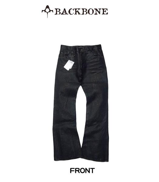 【6-883】BACKBONE BB10FW-LP40 ブーツカット加工レザーパンツ L