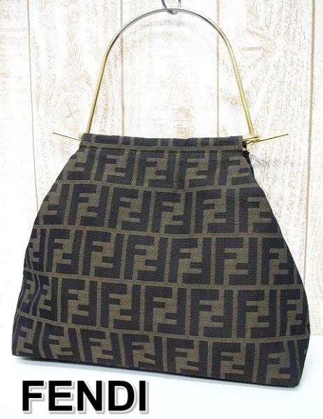 FENDI フェンディ FF ズッカ柄 ハンドバッグ キャンバス×レザー系
