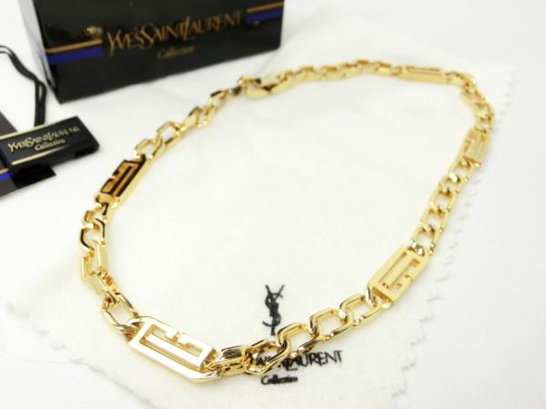 ◆Y1638 イヴサンローラン ゴールド カラー ネックレス 展示品