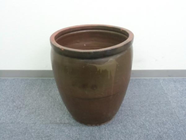 水漏れなし】特大 甕 かめ 陶器 昭和レトロ メダカ鉢 水鉢 傘立て