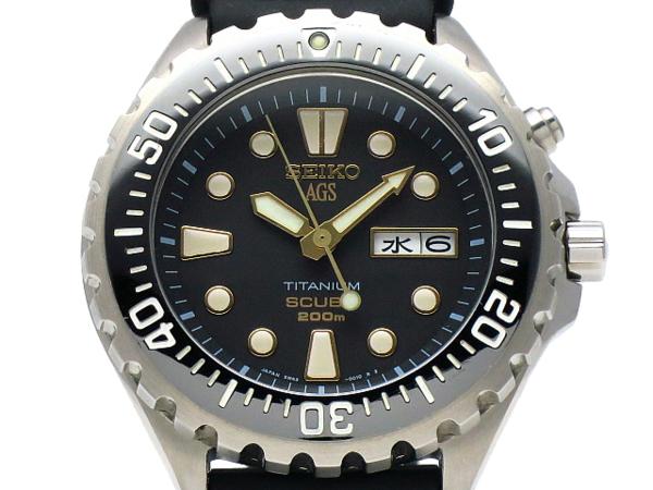 本物【セイコー】ダイバースキューバ AGS チタン メンズ SBBW045