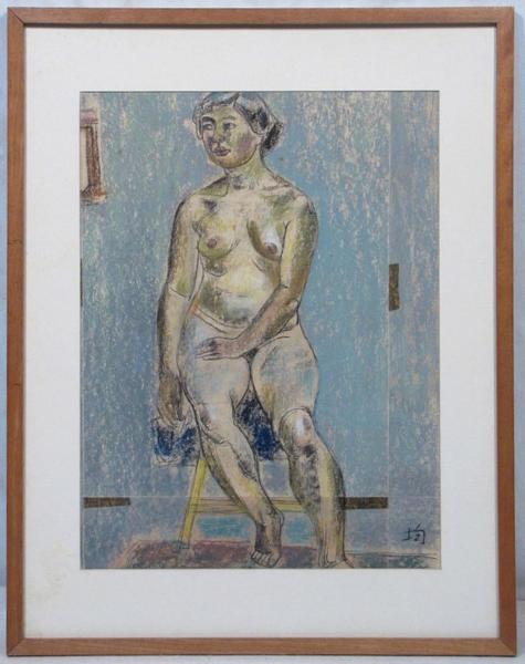 小松均 「裸婦」 額装６号大　小松の本領、潤いのあるヌードです