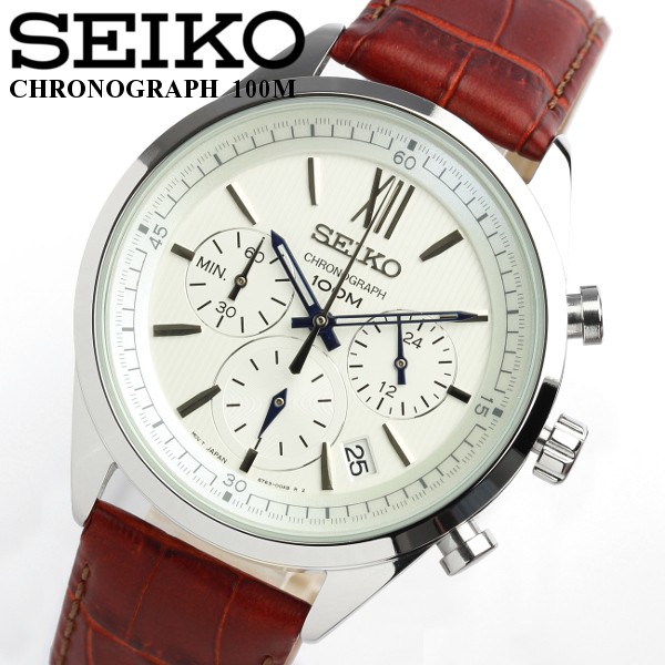 SEIKOセイコーアメリカ逆輸入日本未発売ビジネス革ベルト腕時計