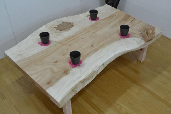 1円～★縮み杢★一枚板トチ無垢板のテーブル■47