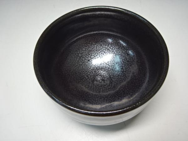 ☆茶道具【新庄東山焼 五代弥瓶窯 油滴天目釉茶碗】共箱入 栞(茶器