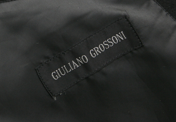 美品GIULIANO GROSSONI ピュアカシミヤ 100% ロング 黒 GIULIANO GROSSONI 伊製生地カシミヤ100 高級ステンカラーコート