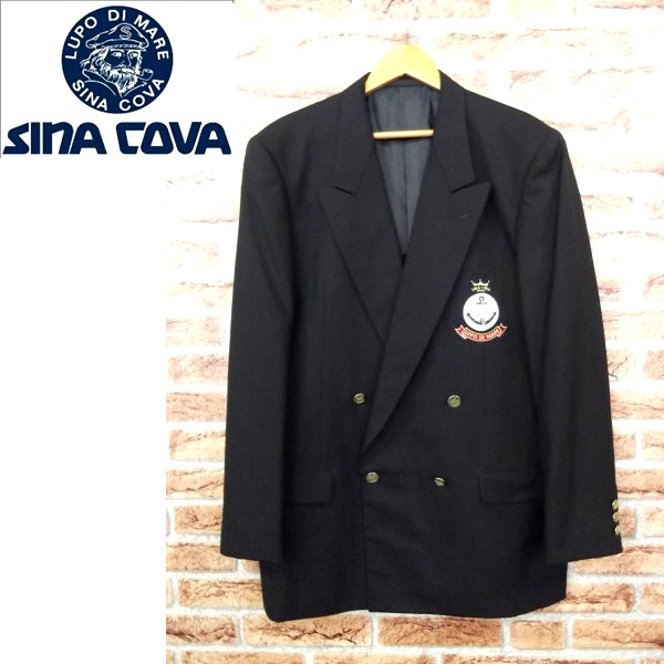 シナコバ◆美品/春夏紺ブレザー金ボタン/エンブレム付/LL[BM1881