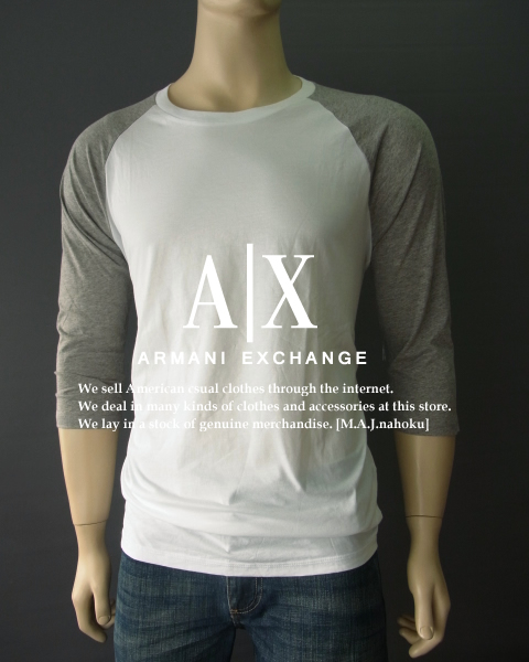 5747新品★アルマーニエクスチェンジ★ラグランロンT★白系★XL