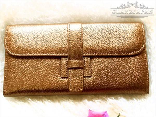 GI13*新*限定*高級本革*金系*お洒落色*シンプル上品な牛革長財布