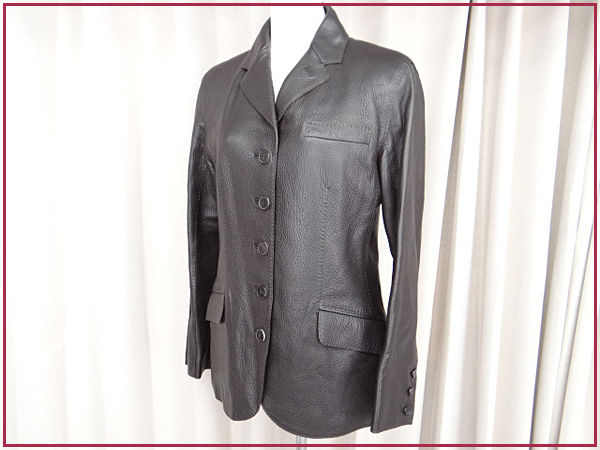 エルメス　鹿革 レザージャケット　ディアスキン　シルク　黒