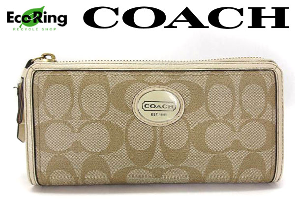 1円 コーチ シグネチャー L字ファスナー 長財布 BV823