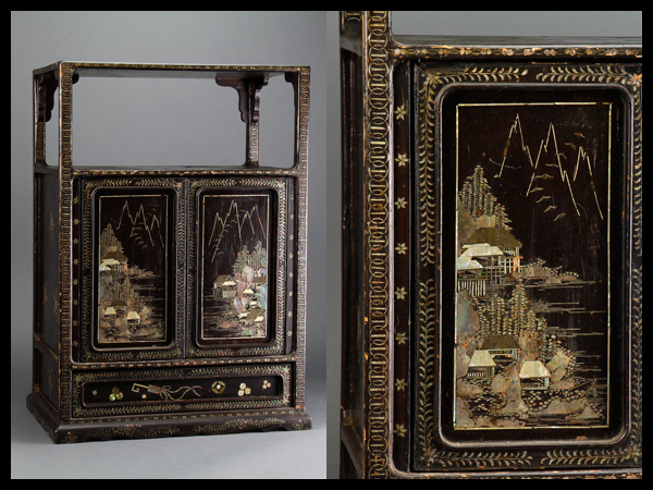 【流】古美術品 時代古玩 唐物 極上螺鈿細工 棚 時代物 CK211