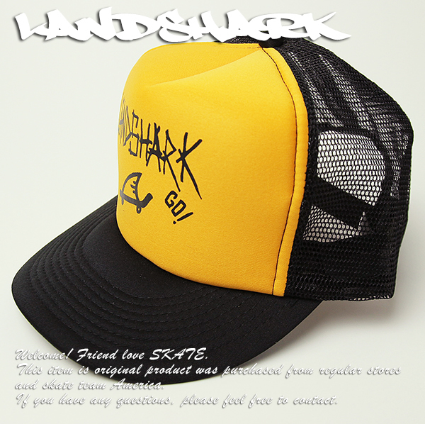 LANDSHARK WHEELS SKATE メッシュキャップ 帽子/mesh hat/黄×黒