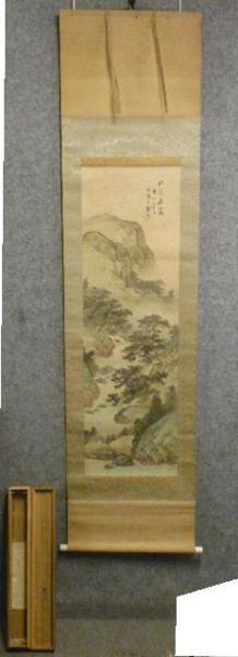 平井楳仙【蓬莱山】山水図　絹本　掛軸　共箱 掛軸 絹本 共箱付 掛け軸 共箱 平井楳仙蓬莱山山水図 水墨