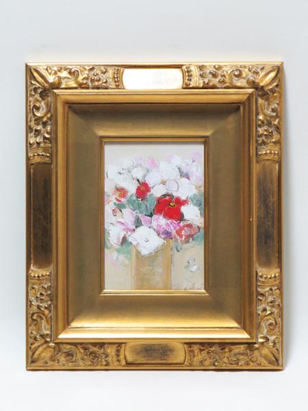 美術、工芸品 坂井美智代 「花」 水彩画 サイン入り