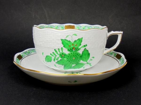 ■HEREND ヘレンド AV アポニーグリーン カップ&ソーサー■Ⅰ